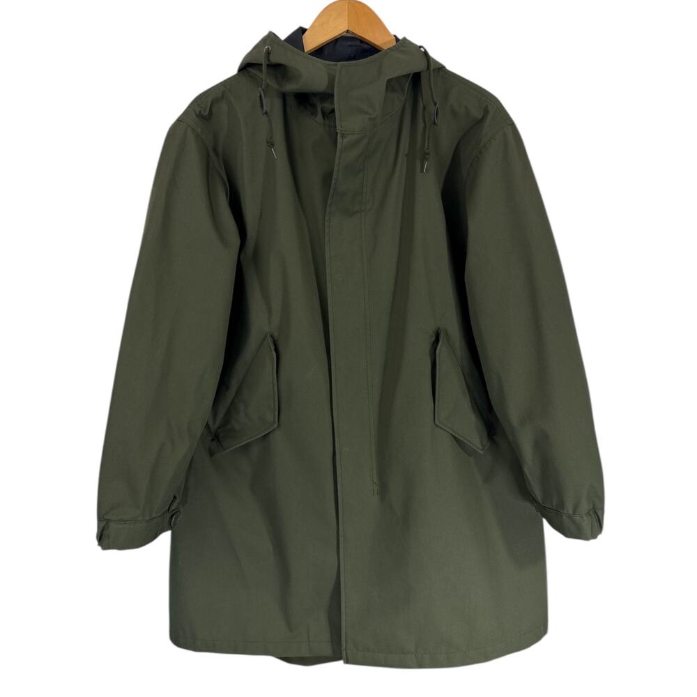 Uniqlo Hooded Long Trench Coat Olive  Blocktech Waterproof Techwear Jacket XS